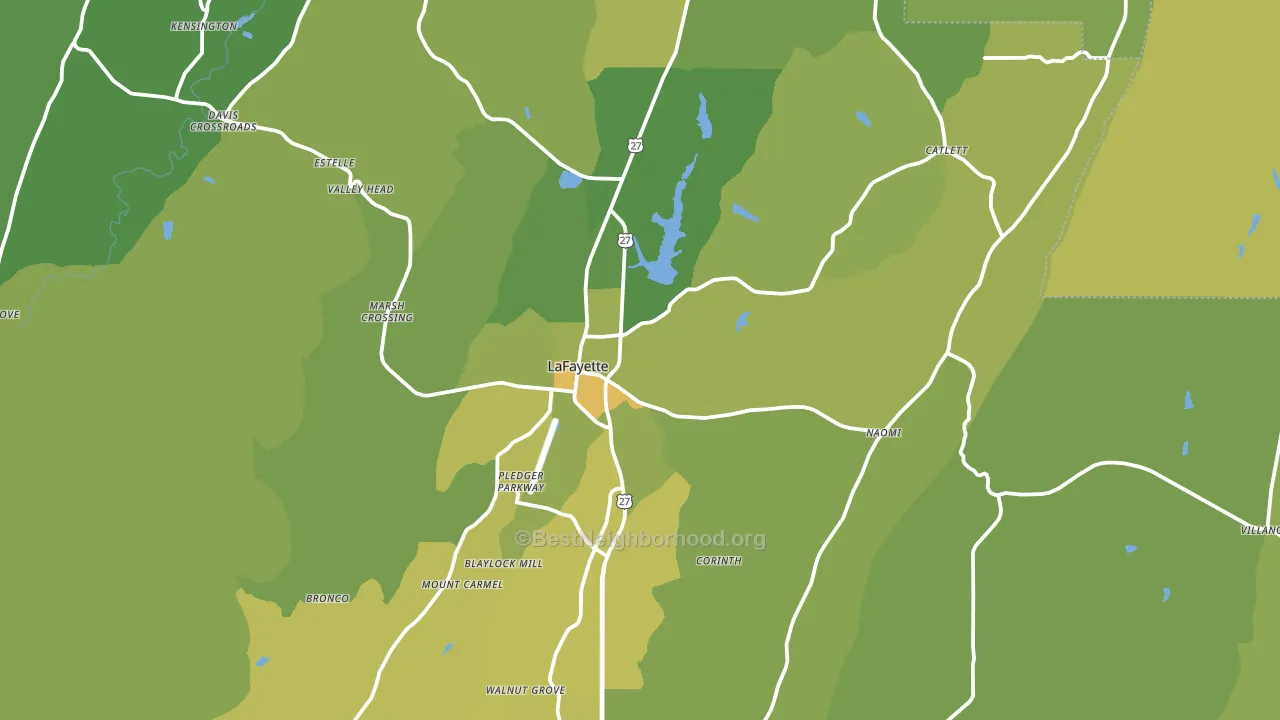 Lafayette, GA block-group voter-turnout map