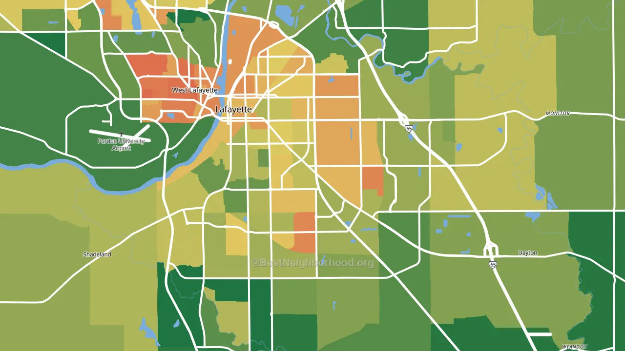 Lafayette, IN block-group voter-turnout map