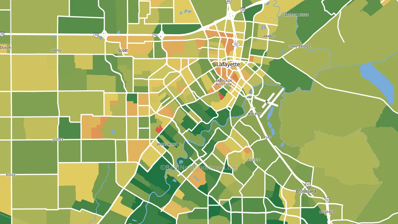 Lafayette, LA block-group voter-turnout map