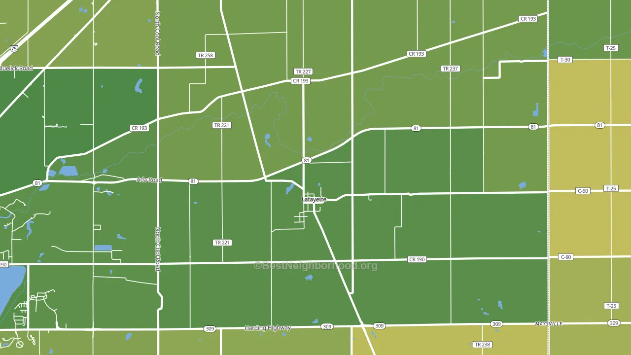 Lafayette, OH block-group voter-turnout map