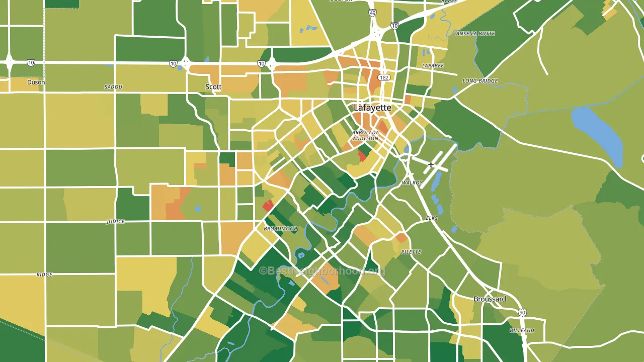 Lafayette Parish, LA block-group voter-turnout map