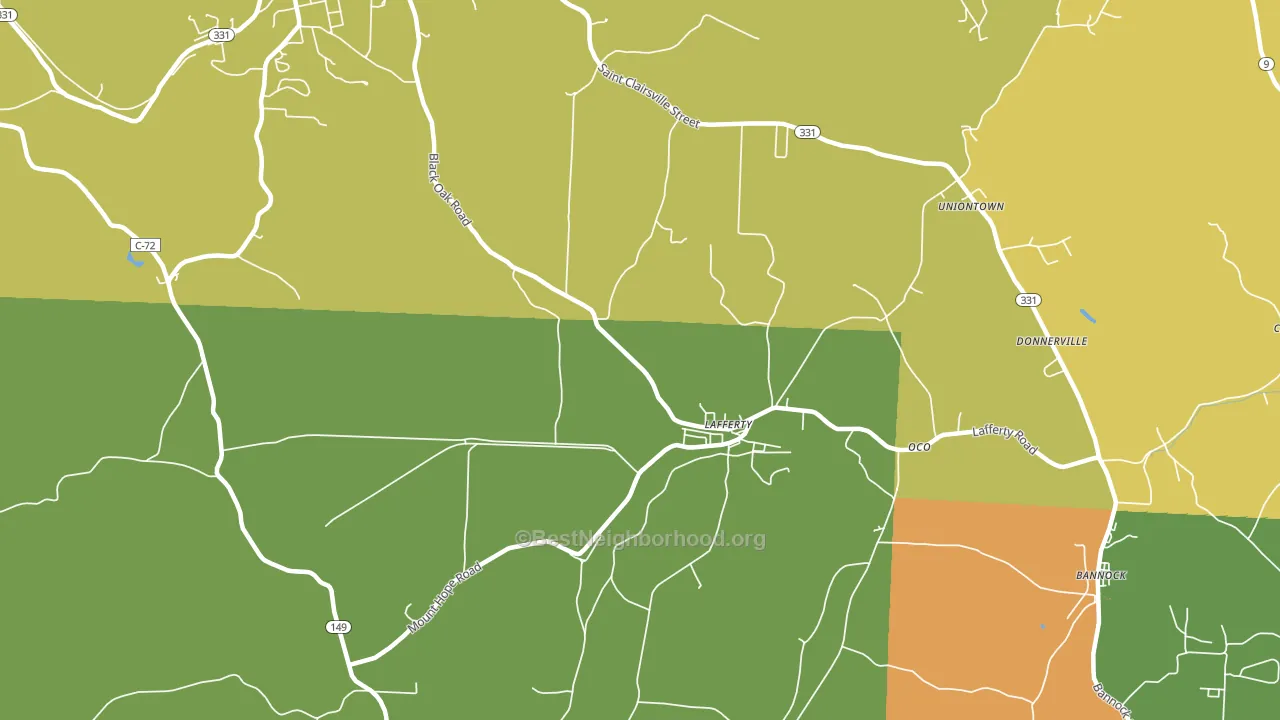Lafferty, OH block-group voter-turnout map