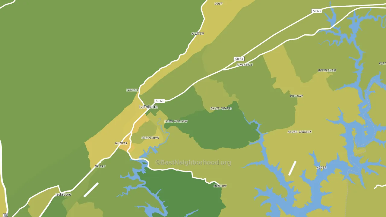 Lafollette, TN block-group voter-turnout map