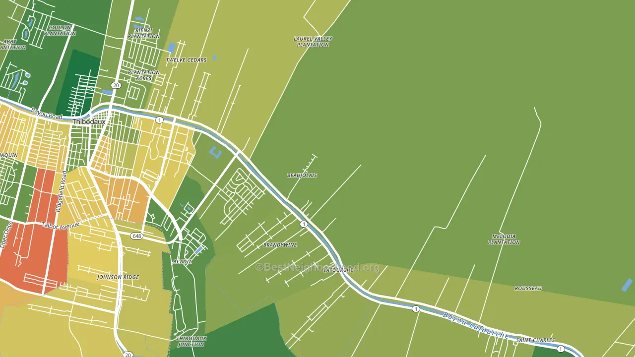 Lafourche, LA block-group voter-turnout map