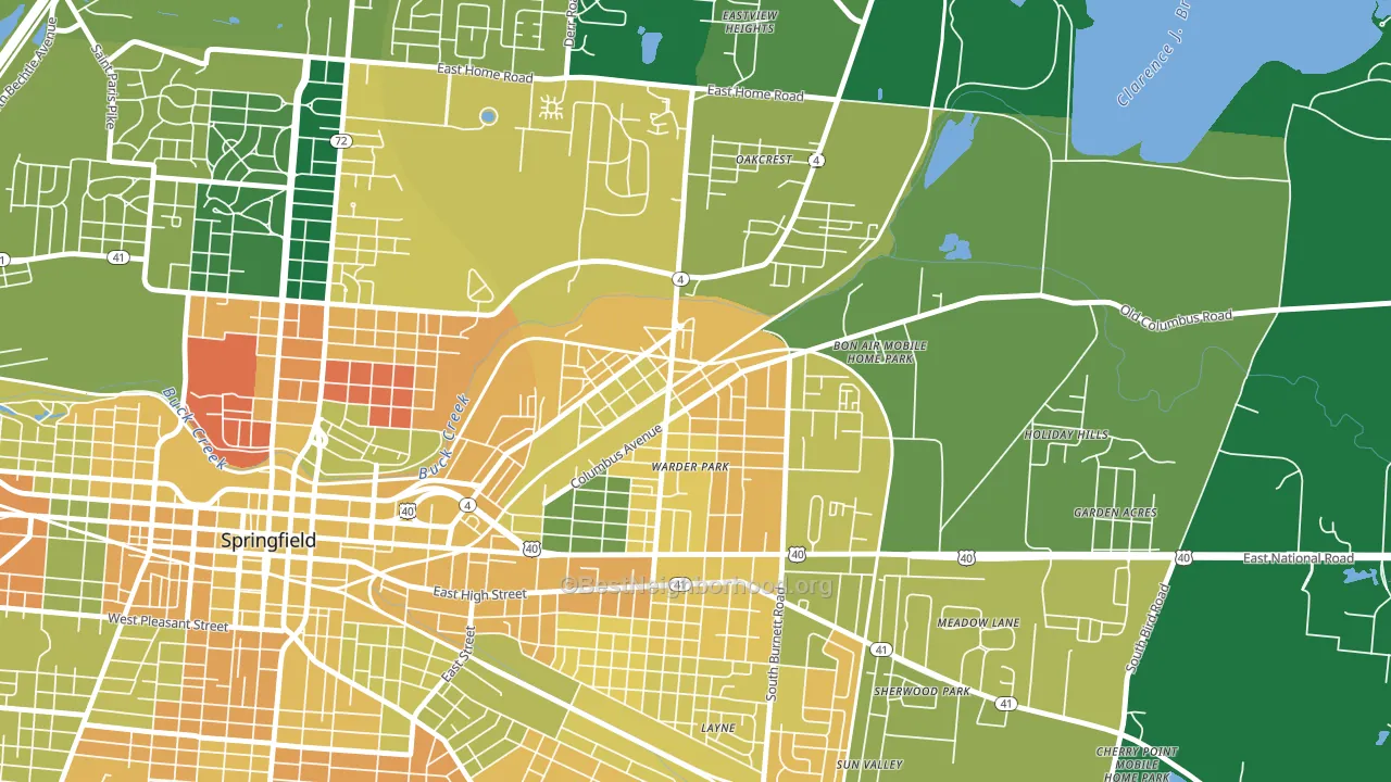 Lagonda, Springfield, OH block-group voter-turnout map