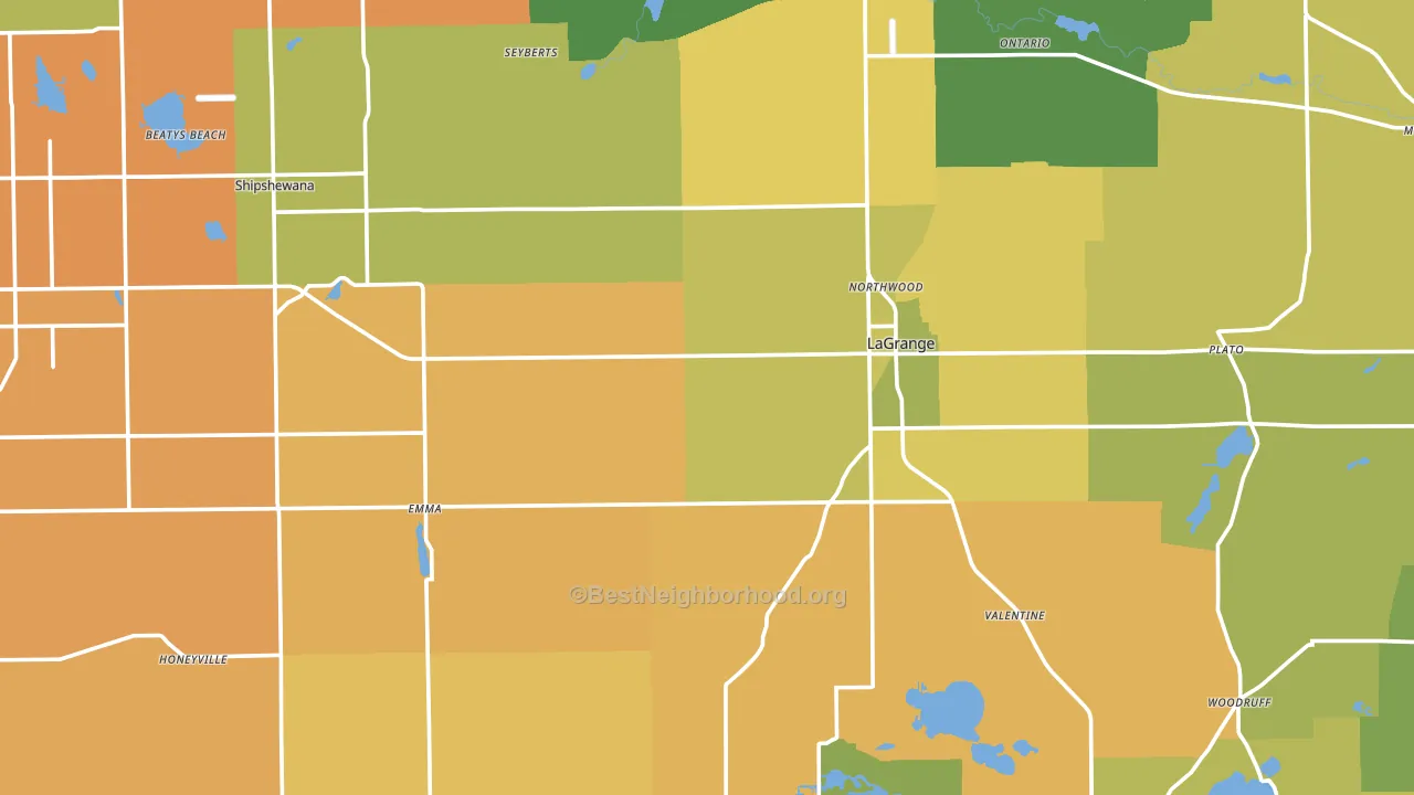 LaGrange County, IN block-group voter-turnout map