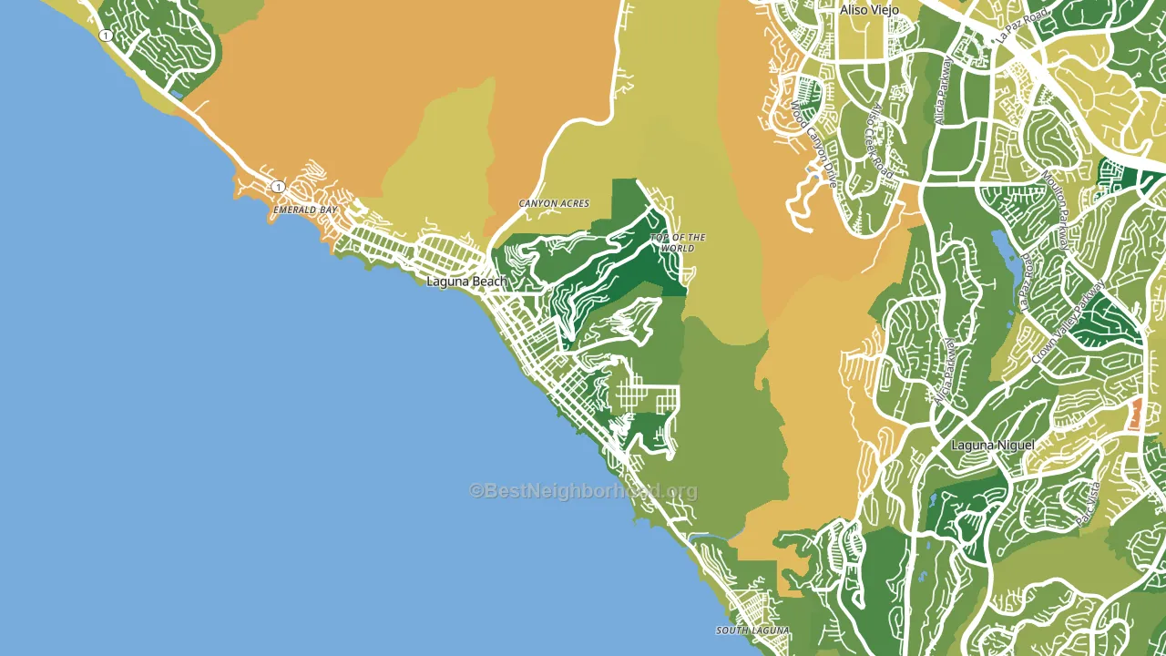 Laguna Beach, CA block-group voter-turnout map