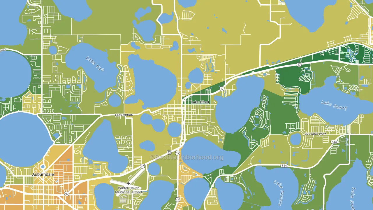 Lake Alfred, FL block-group voter-turnout map