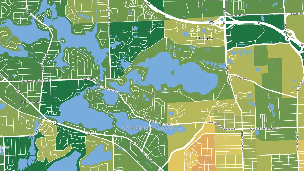 Lake Angelus, MI block-group voter-turnout map
