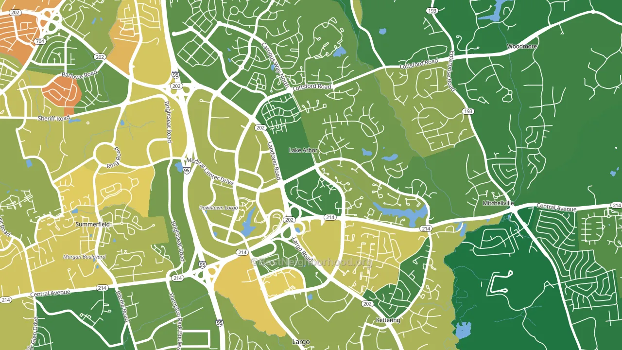 Lake Arbor, MD block-group voter-turnout map