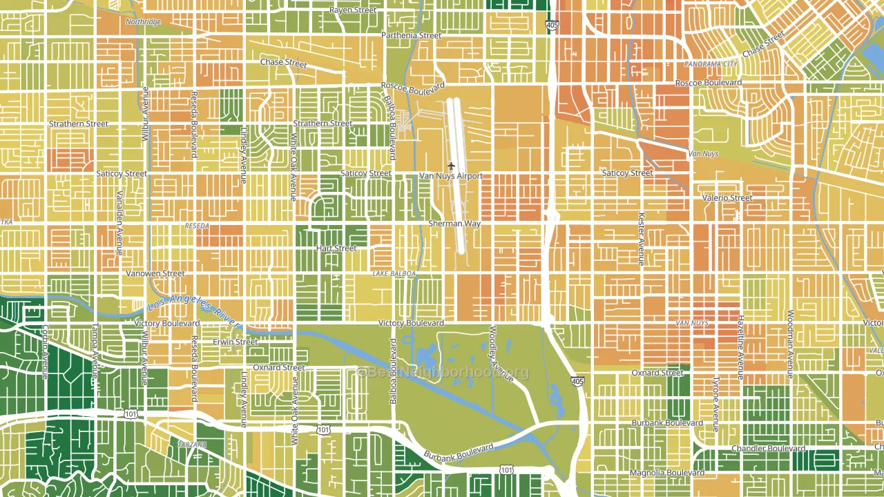 Lake Balboa, Van Nuys, CA block-group voter-turnout map