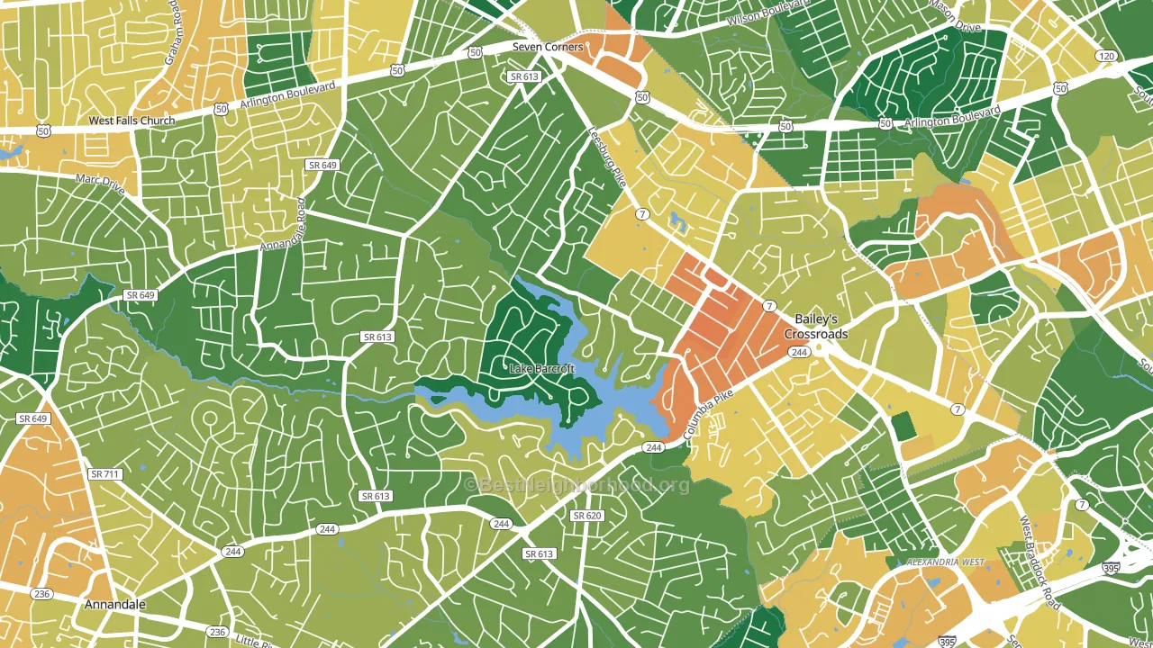 Lake Barcroft, Falls Church, VA block-group voter-turnout map