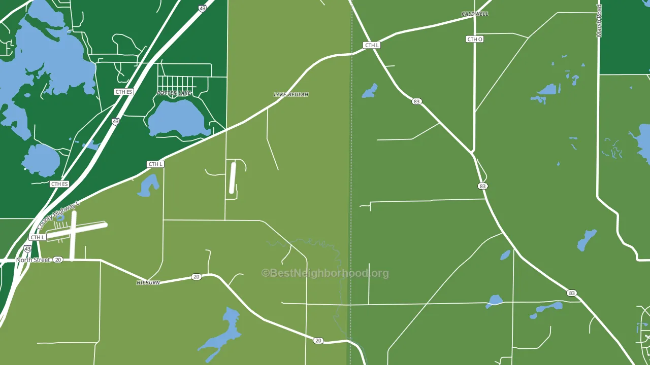 Lake Beulah, WI block-group voter-turnout map