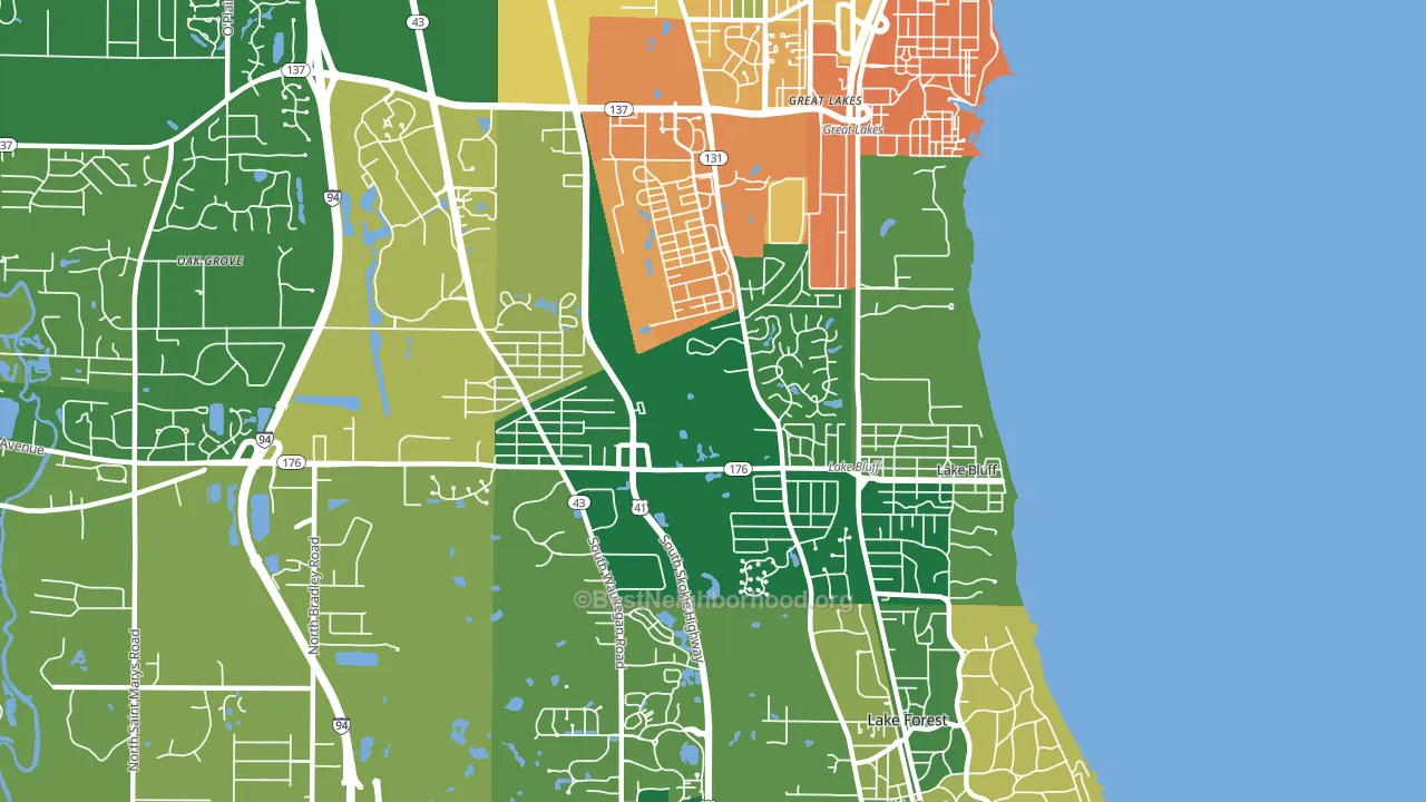 Lake Bluff, IL block-group voter-turnout map