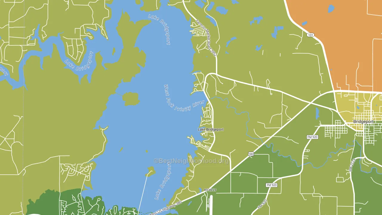 Lake Bridgeport, TX block-group voter-turnout map