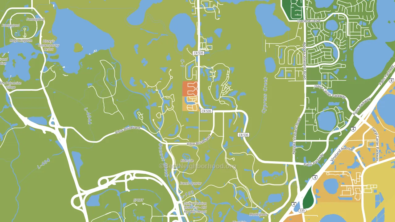 Lake Buena Vista, FL block-group voter-turnout map