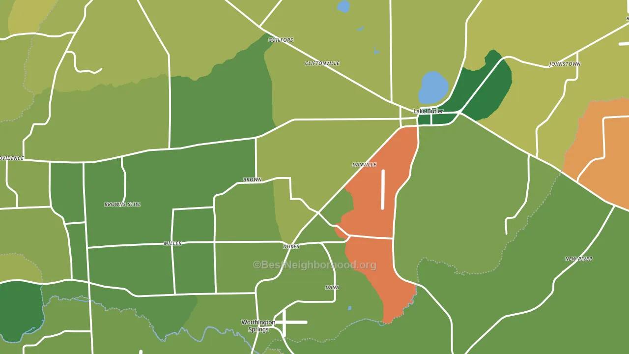 Lake Butler, FL block-group voter-turnout map