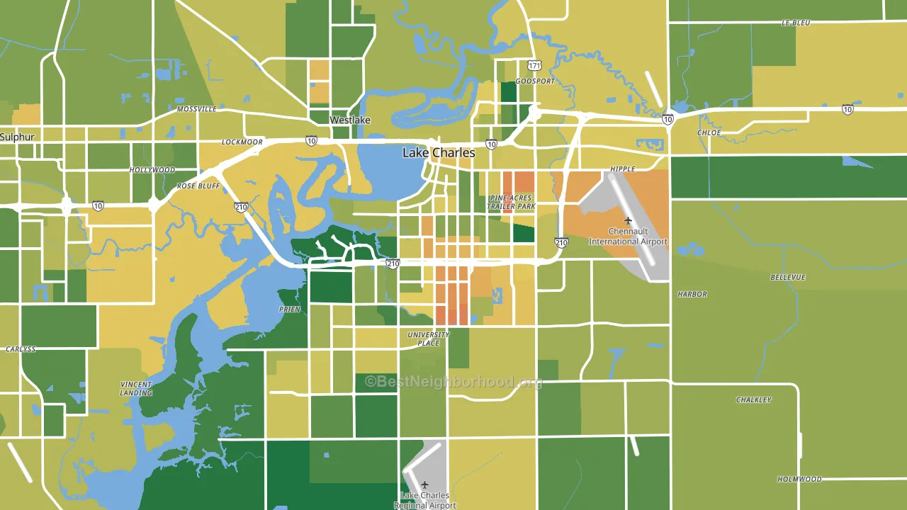 Lake Charles, LA block-group voter-turnout map