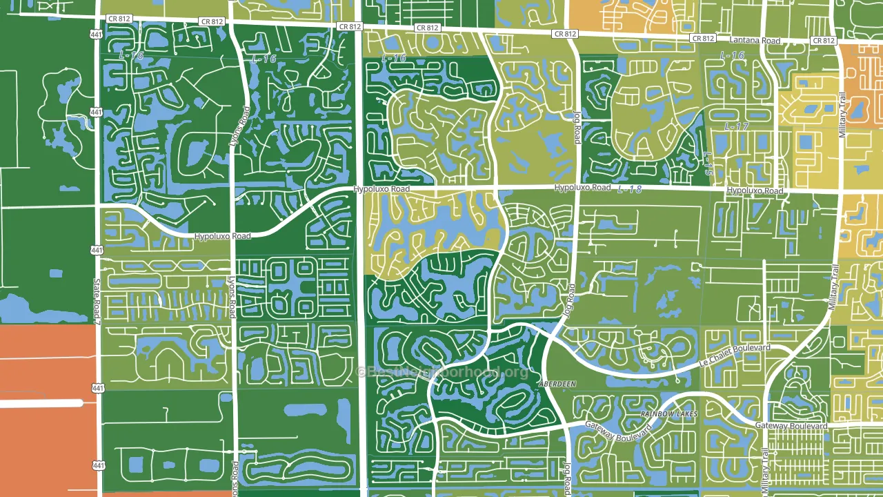 Lake Charleston, Lake Worth, FL block-group voter-turnout map