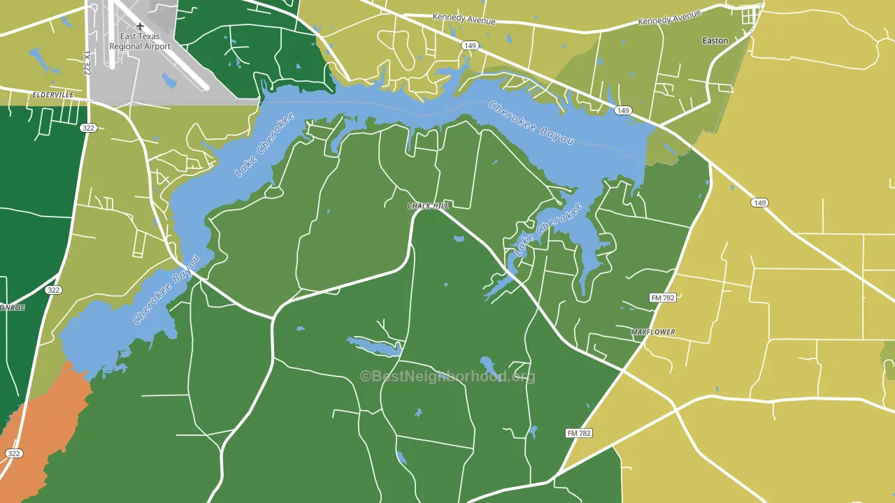 Lake Cherokee, TX block-group voter-turnout map