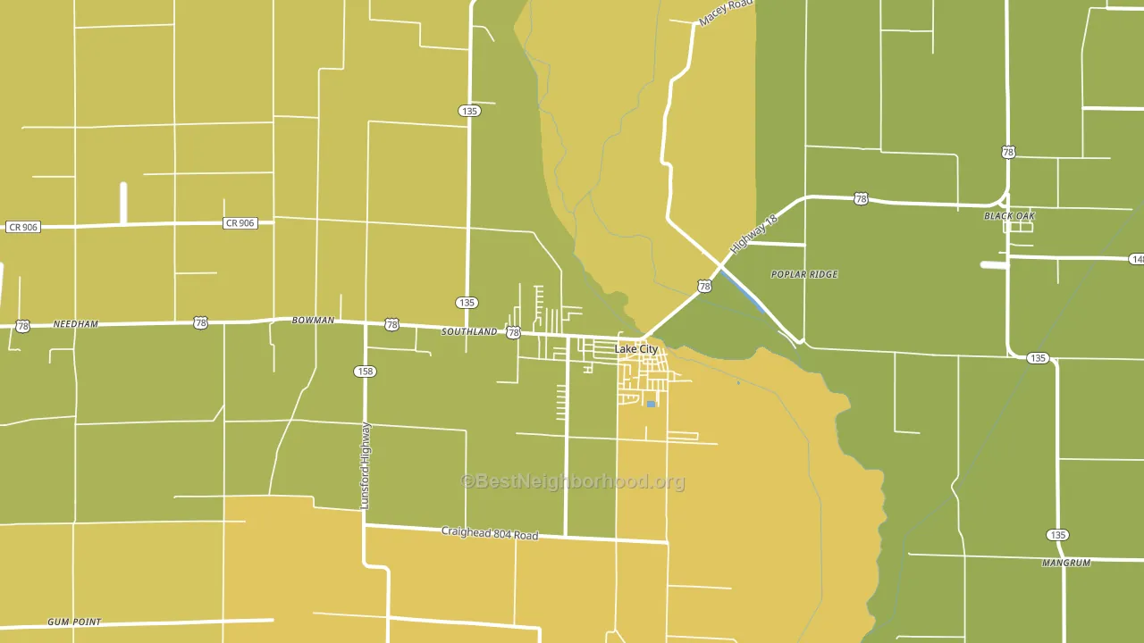 Lake City, AR block-group voter-turnout map