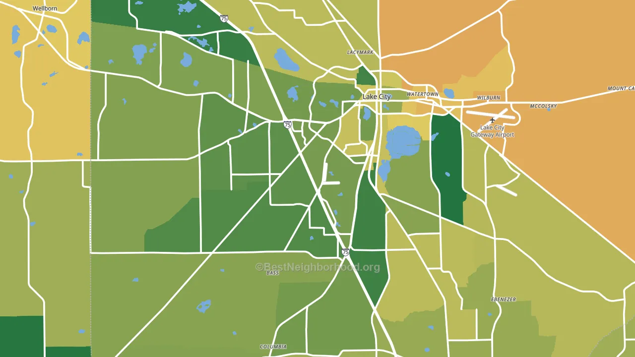 Lake City, FL block-group voter-turnout map