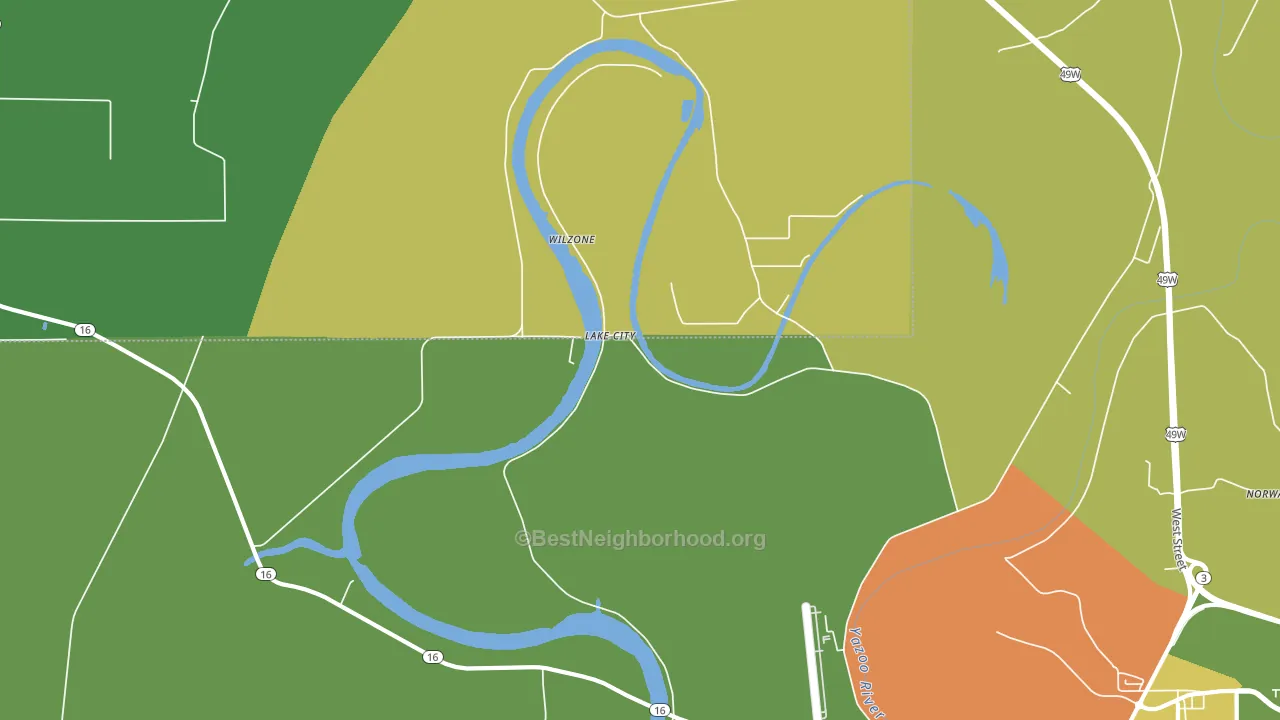 Lake City, MS block-group voter-turnout map