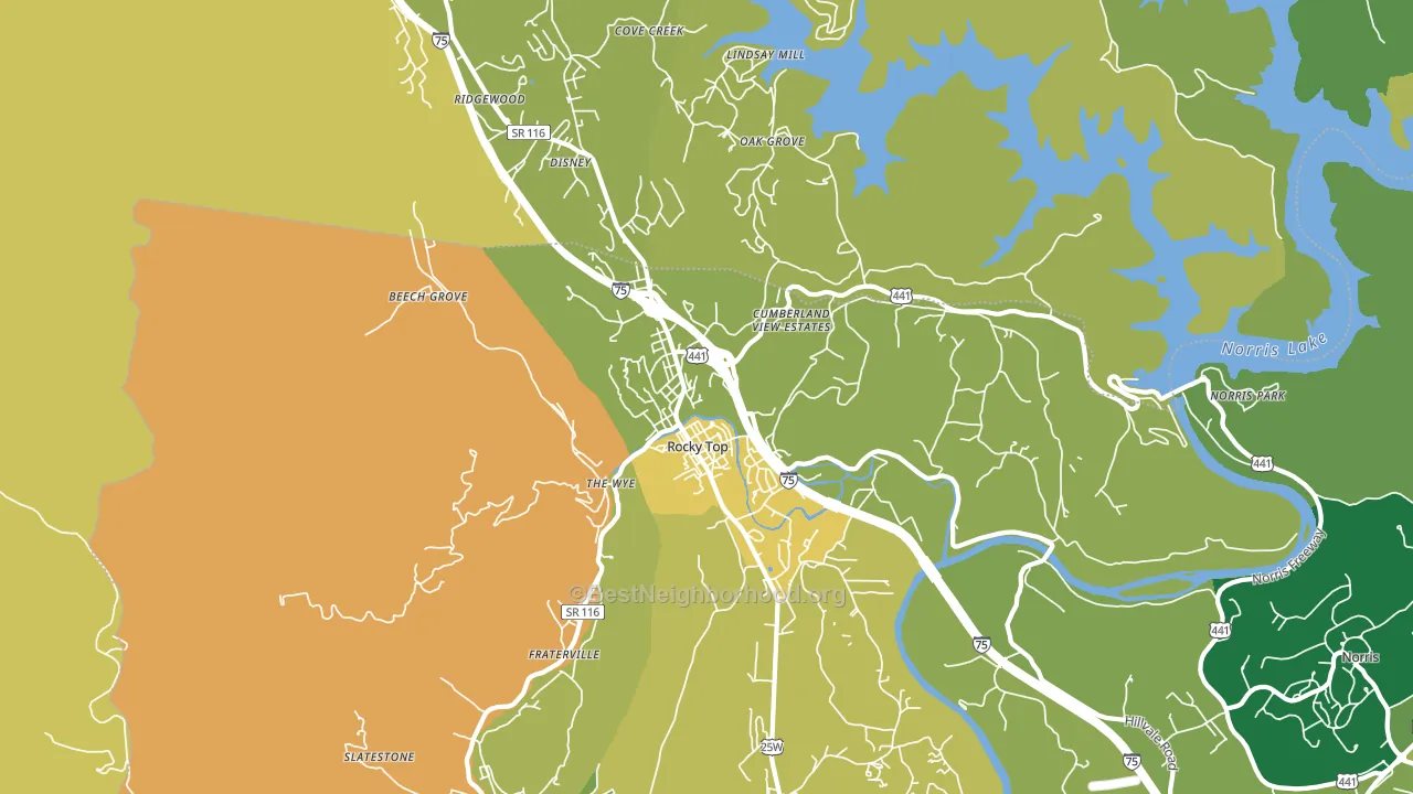 Lake City, TN block-group voter-turnout map