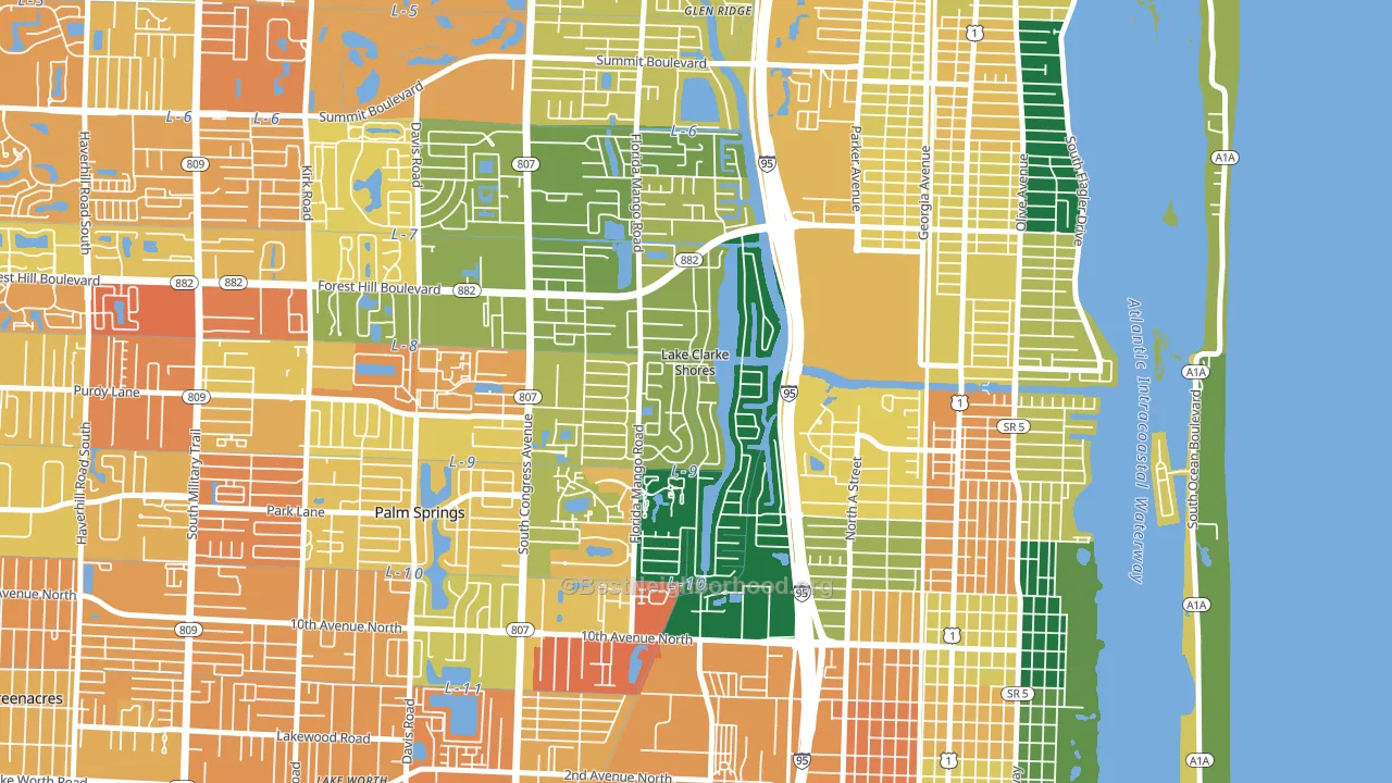 Lake Clarke Shores, FL block-group voter-turnout map