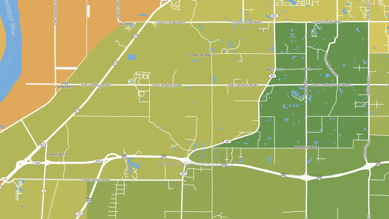 Lake Cormorant, MS block-group voter-turnout map