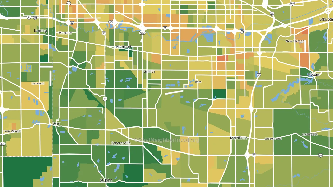 Lake County, IN block-group voter-turnout map