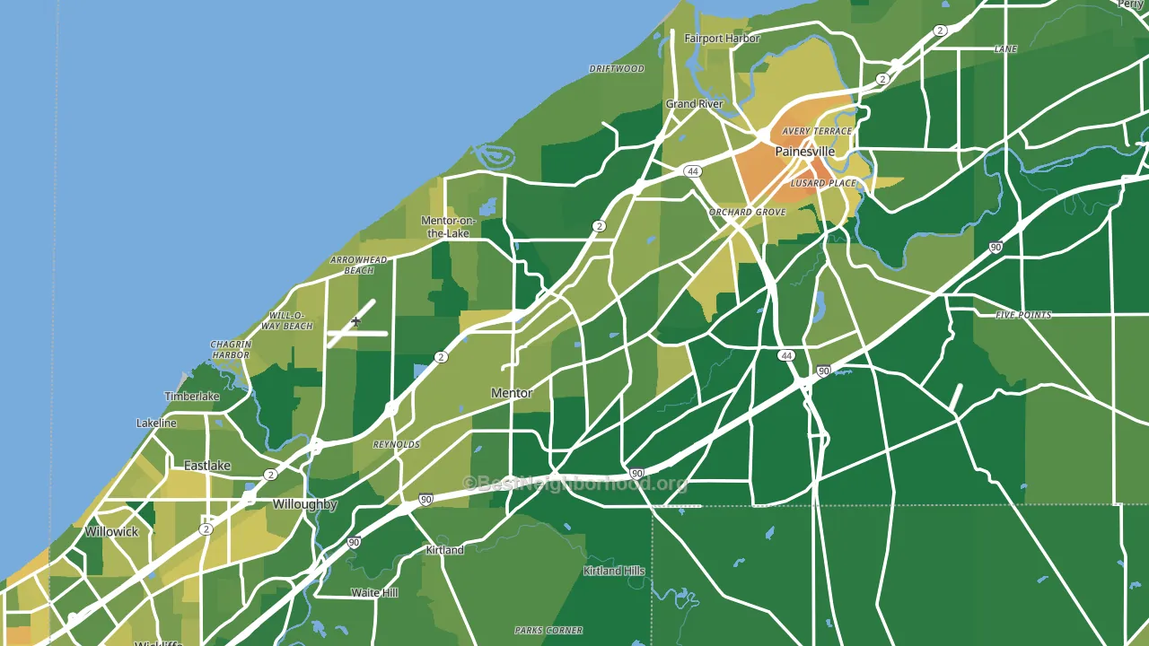 Lake County, OH block-group voter-turnout map