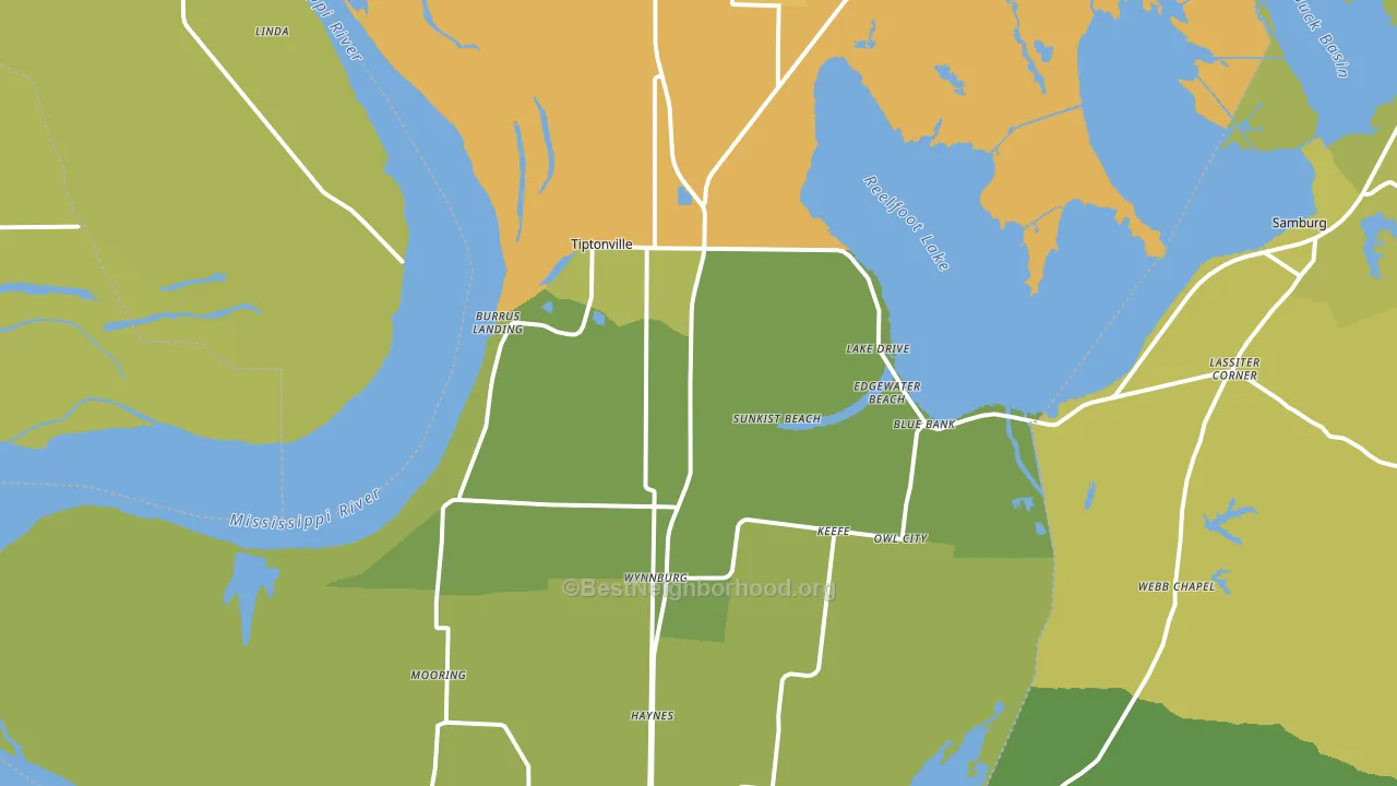 Lake County, TN block-group voter-turnout map