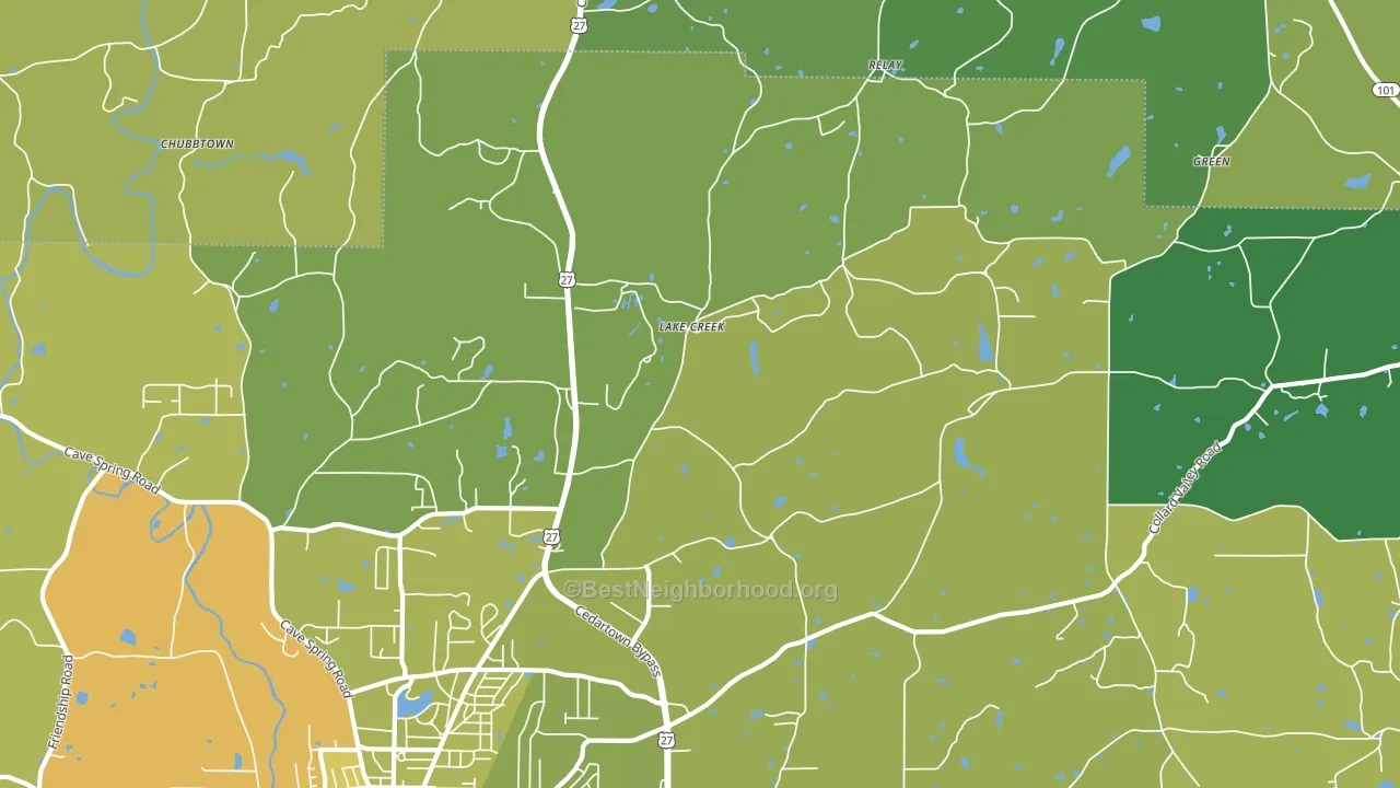 Lake Creek, GA block-group voter-turnout map