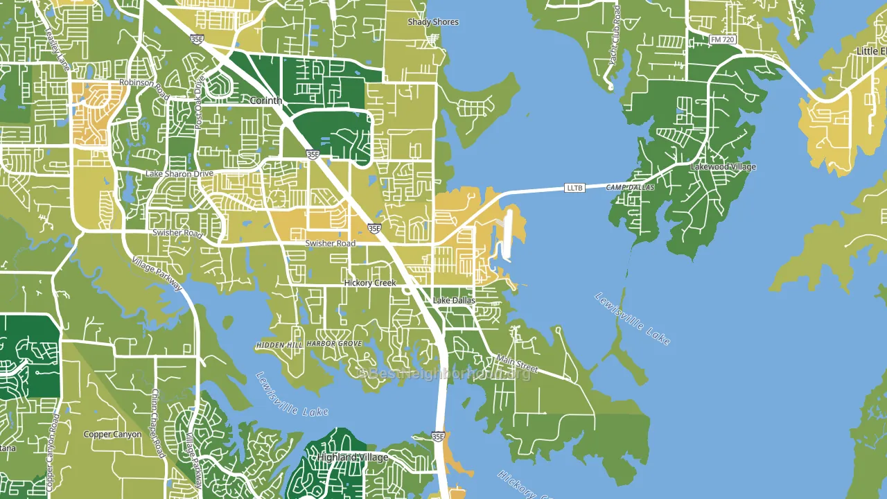 Lake Dallas, TX block-group voter-turnout map