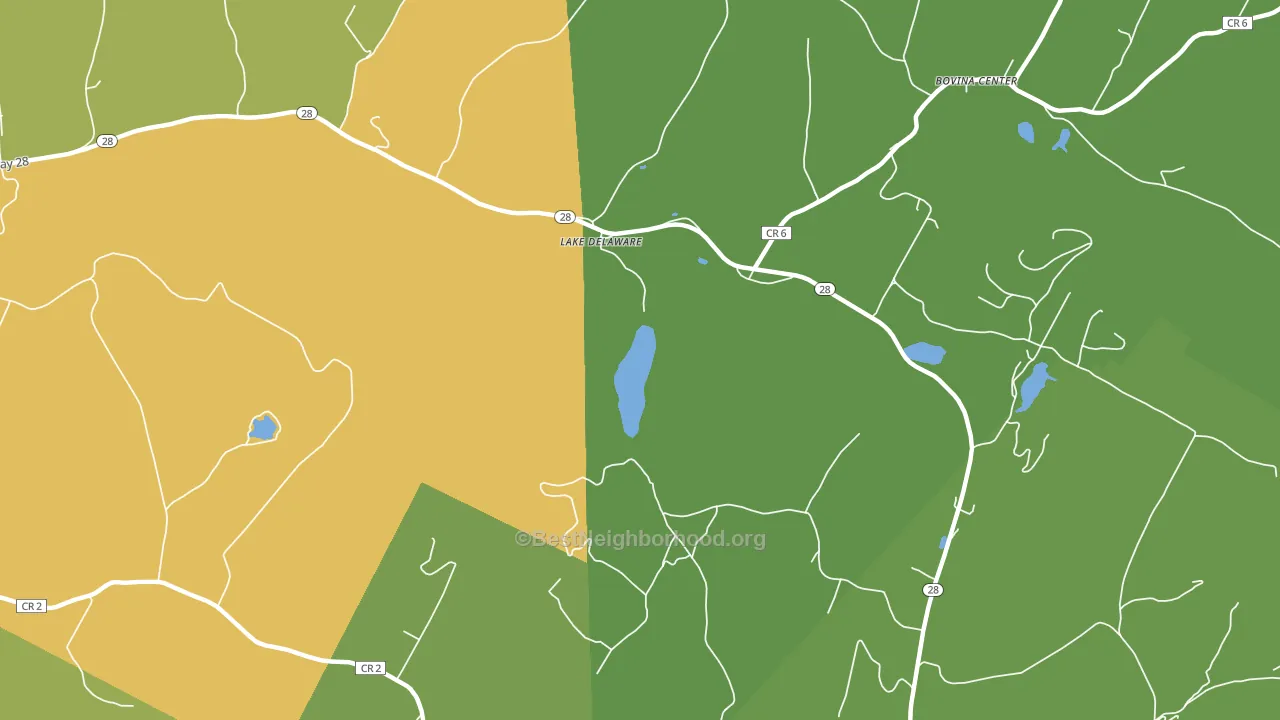 Lake Delaware, NY block-group voter-turnout map