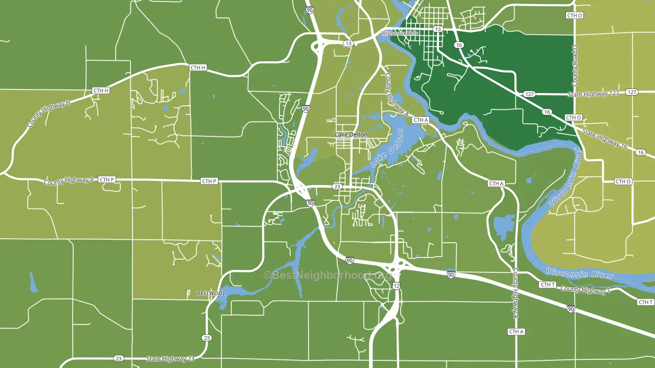 Lake Delton, WI block-group voter-turnout map