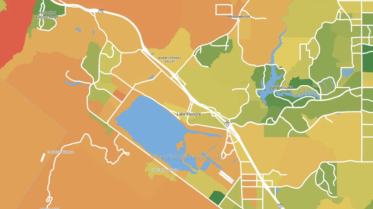 Lake Elsinore, CA block-group voter-turnout map