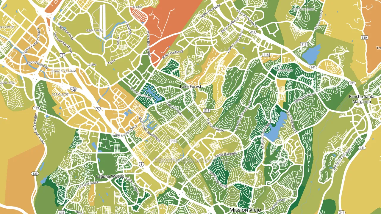 Lake Forest, CA block-group voter-turnout map