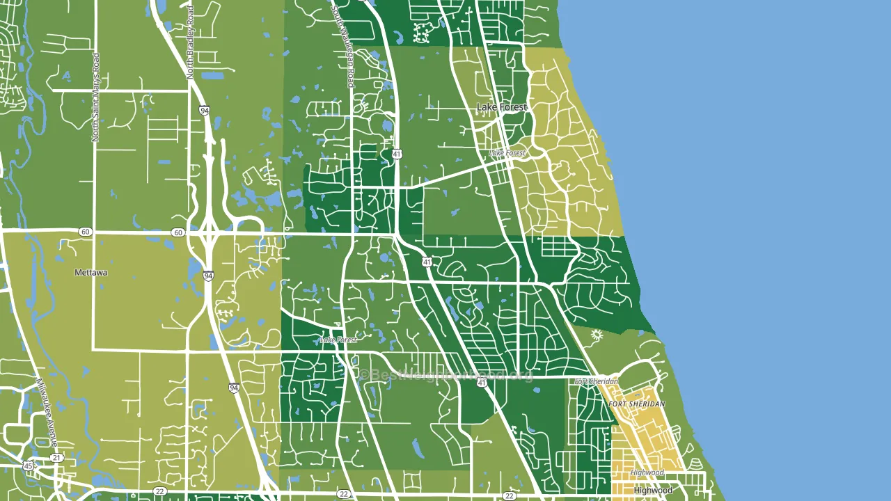 Lake Forest, IL block-group voter-turnout map