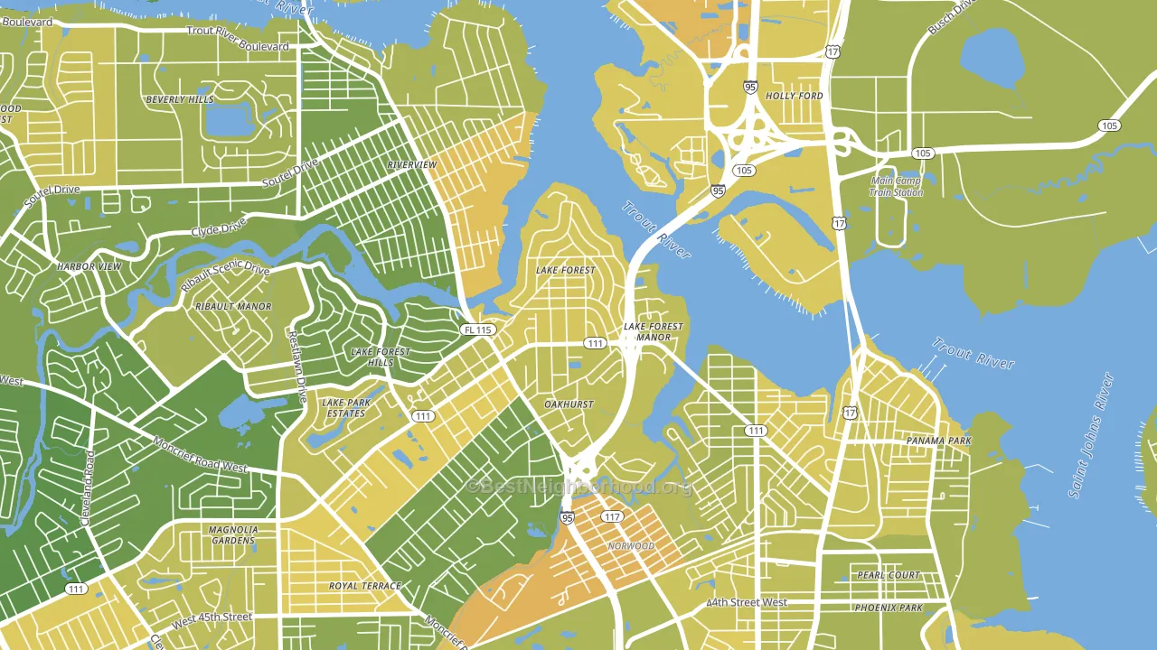 Lake Forest, Jacksonville, FL block-group voter-turnout map