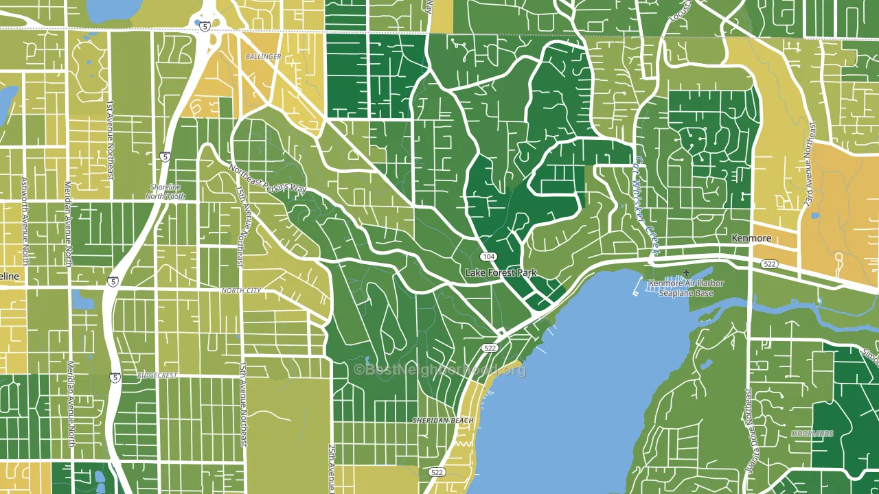 Lake Forest Park, WA block-group voter-turnout map