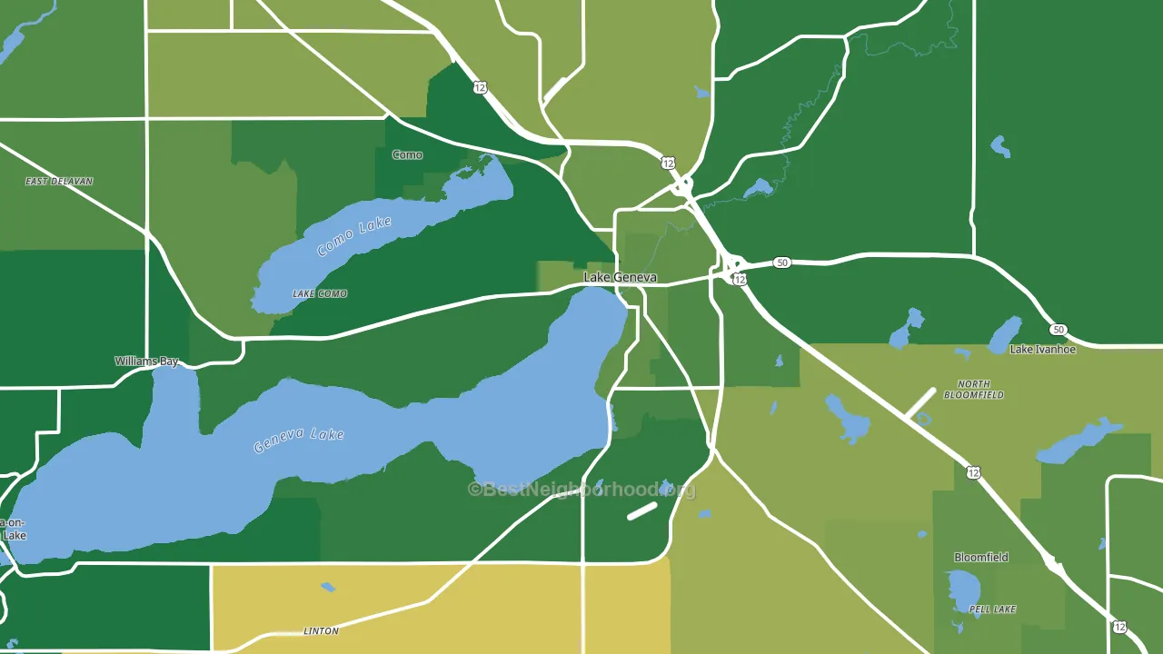Lake Geneva, WI block-group voter-turnout map