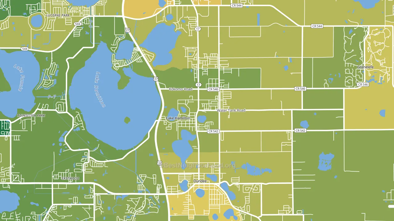 Lake Hamilton, FL block-group voter-turnout map