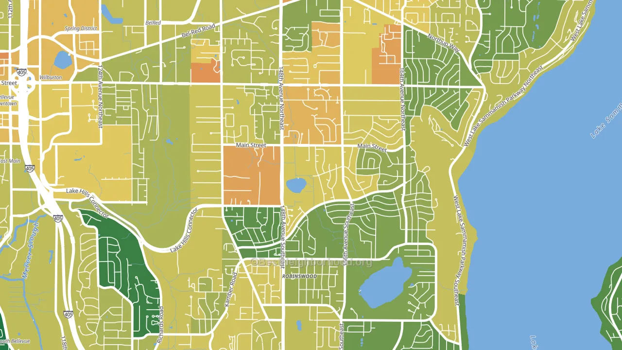 Lake Hills, Bellevue, WA block-group voter-turnout map