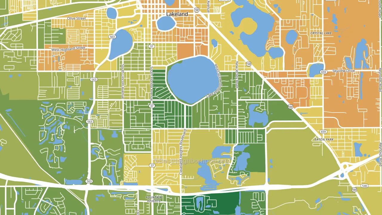Lake Hollingsworth, Lakeland, FL block-group voter-turnout map