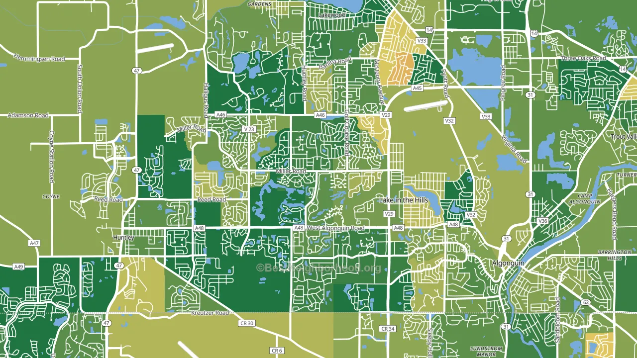 Lake in the Hills, IL block-group voter-turnout map