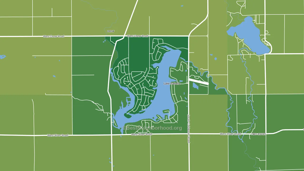 Lake Isabella, MI block-group voter-turnout map