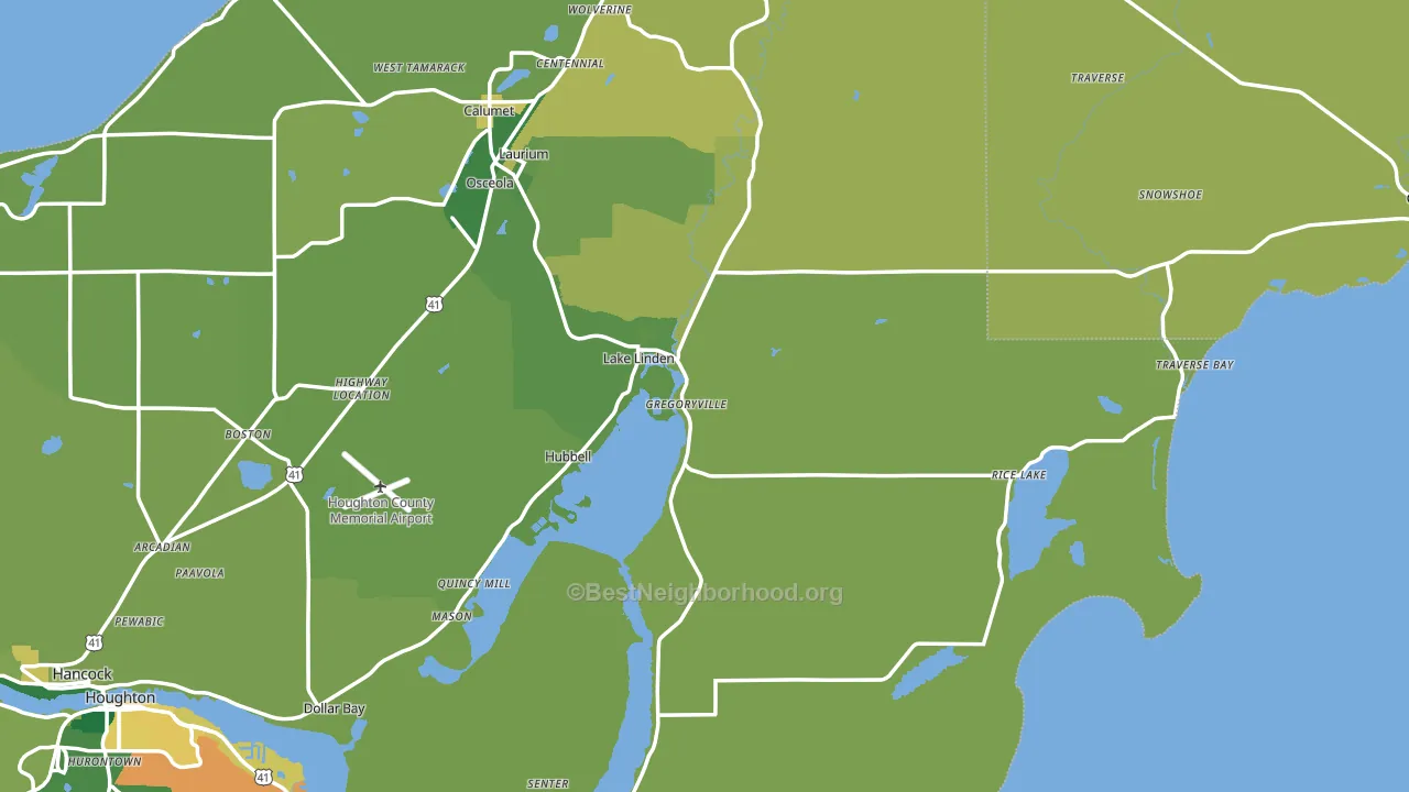 Lake Linden, MI block-group voter-turnout map