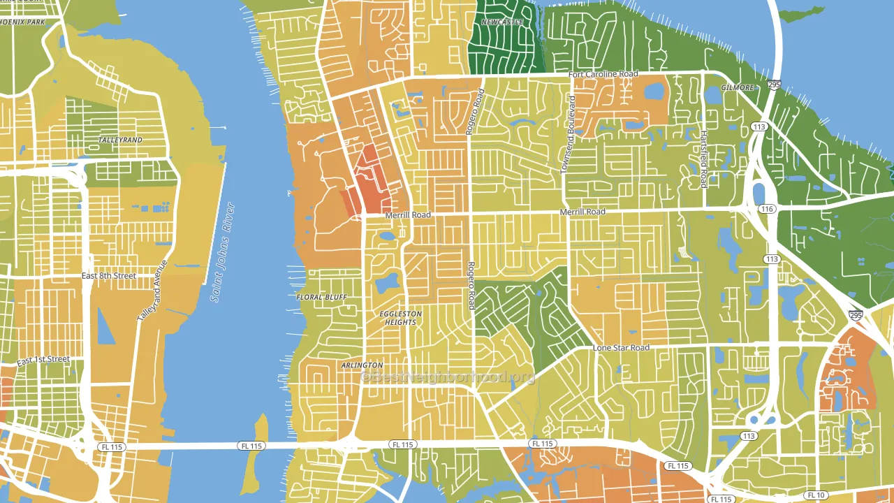 Lake Lucina, Jacksonville, FL block-group voter-turnout map